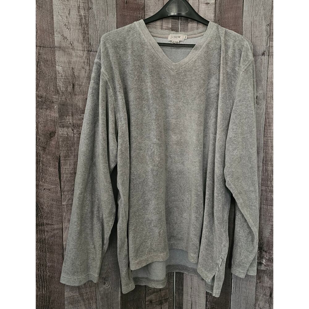 J.CREW Sweater Gray Long Sleeve V Neck Pullover Men's size XXL 2X